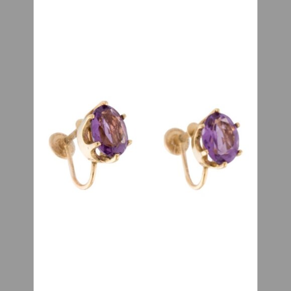14k Gold More than a carat and a half each of Amethyst earrings - Picture 3 of 7